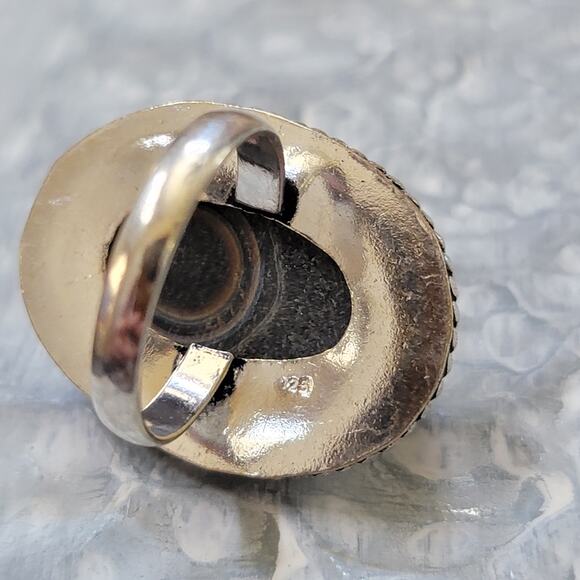 Black Druzy Quartz Statement rings, Sterling Silver Ring, Size 8 - Picture 7 of 10